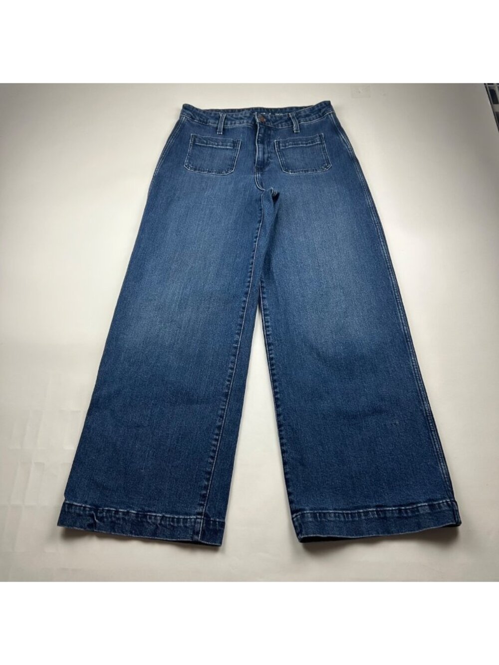 Old Navy Dark Wash Denim Patch Pocket Wide Leg Jeans 12